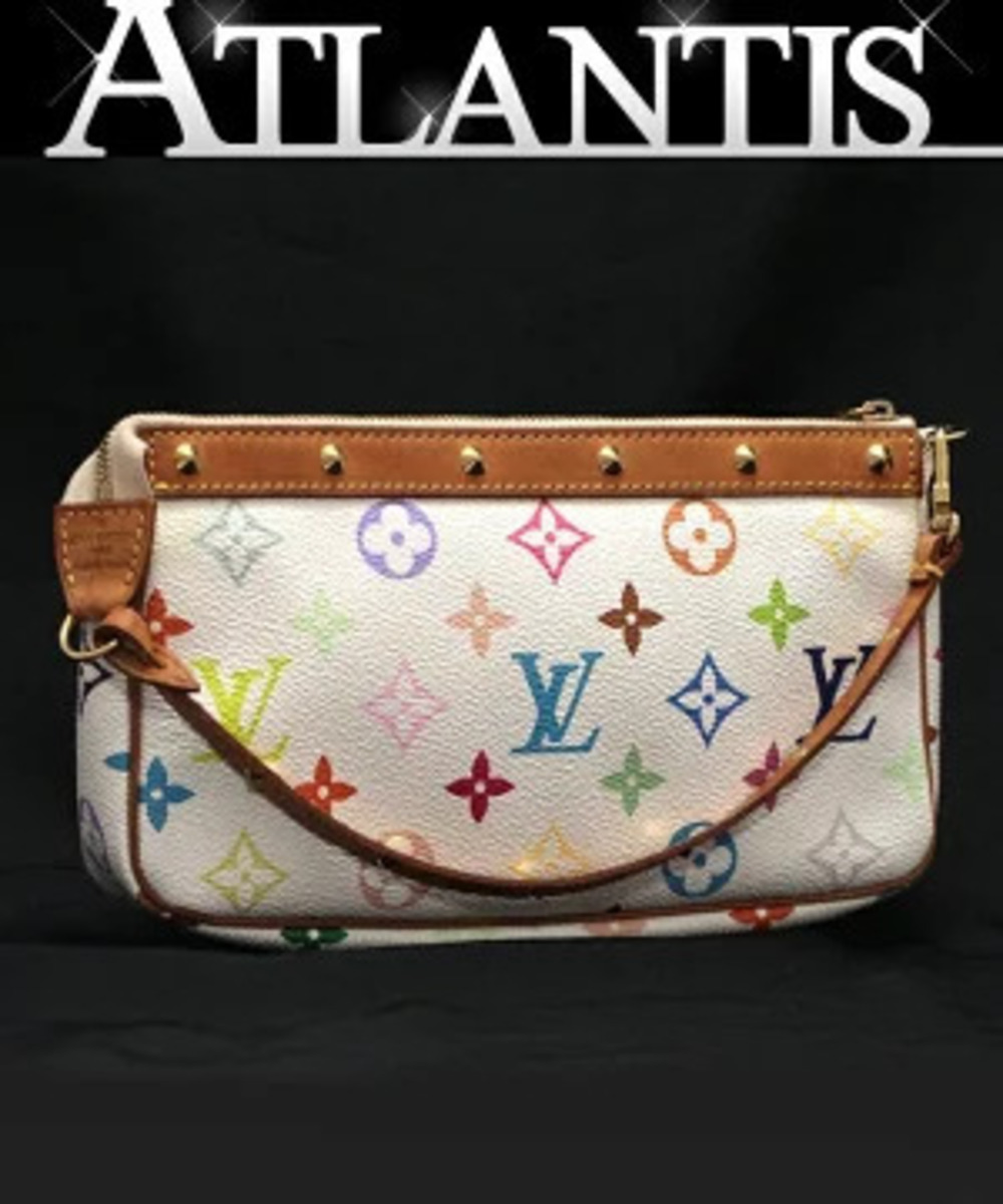 Louis Vuitton Pochette Accessoires Accessory Pouch Clutch Multicolor White